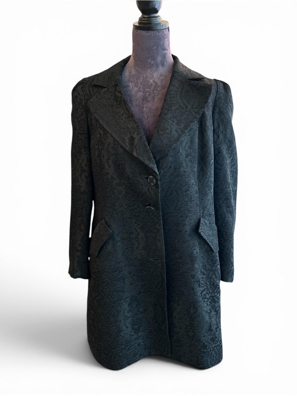 Christian Lacroix Vintage Classic Black Brocade Long Jacket